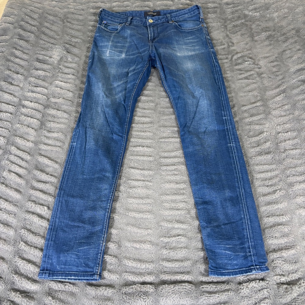 Scotch & Soda Amsterdams Blauw Skim Skinny Jeans Mens 31x32 Blue Denim AR945